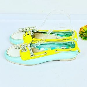 Sperry top-spider Audrey Aqua leather shoe sz 7.5